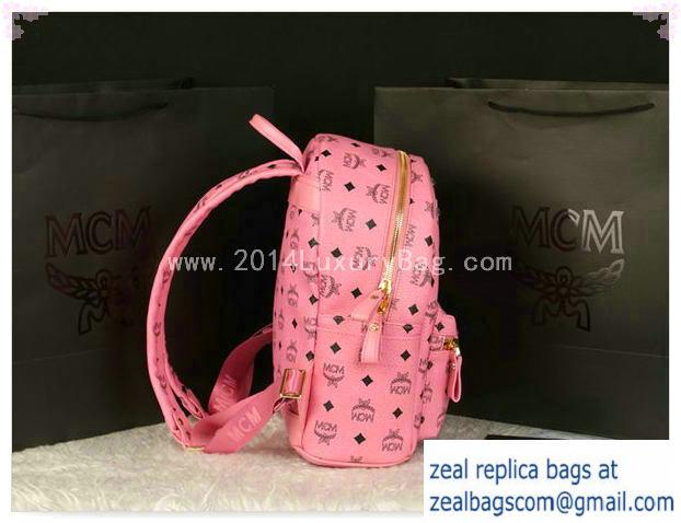 High Quality Replica MCM Stark Backpack Large in Calf Leather 8004 Pink